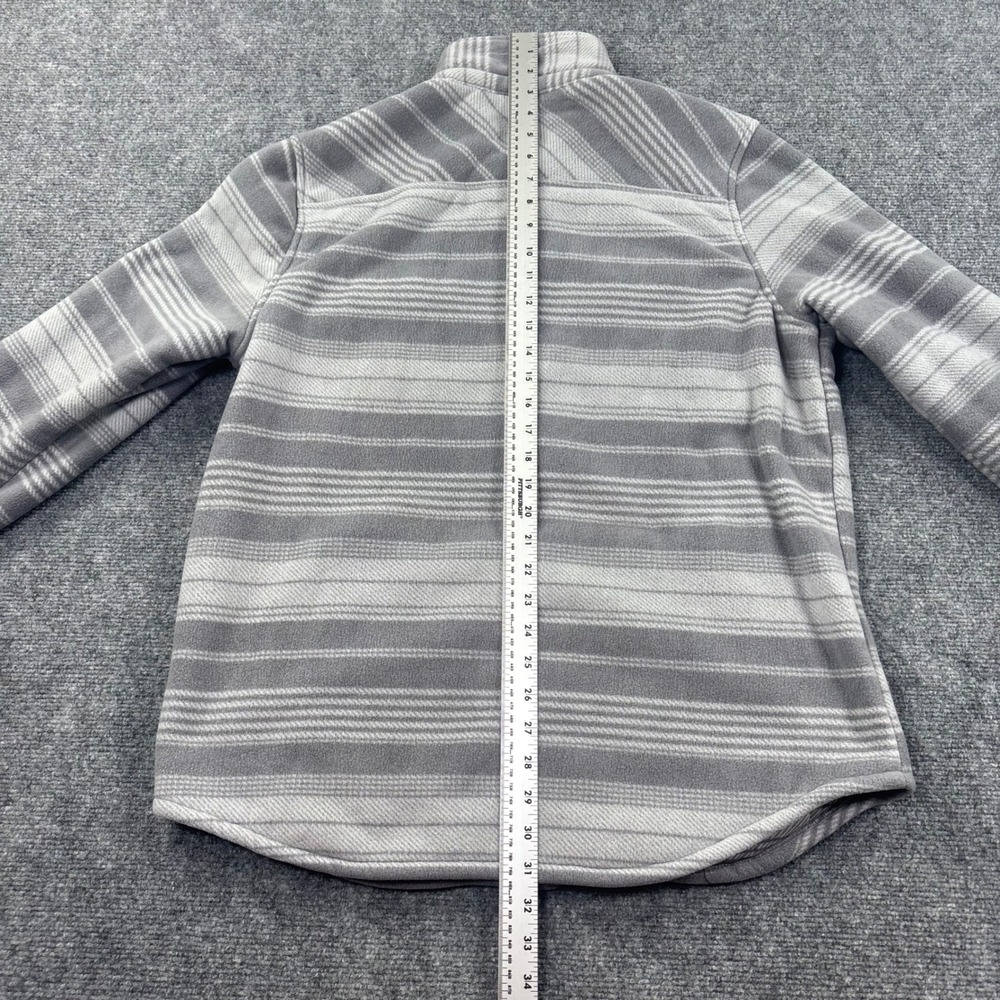 Voyager Fleece Shirt Jacket Medium Gray Striped Sherpa Lined Mens - Picture 5 of 7